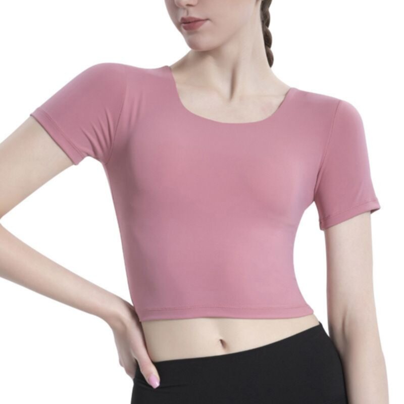 Women Soft Elastic Tight Fitting Tops Yoga T-shirt